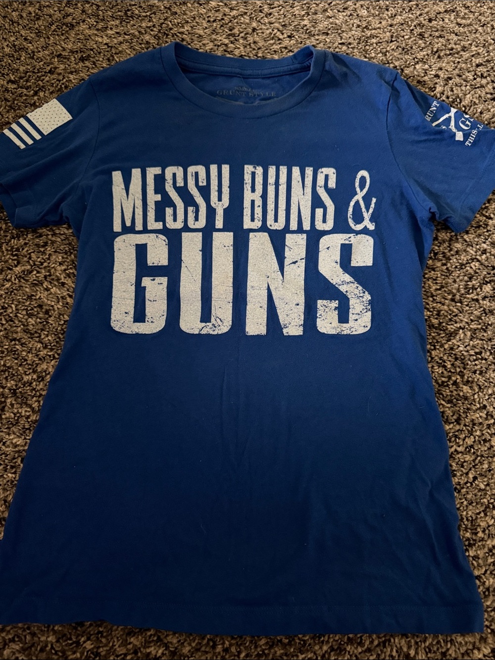Blue Women’s"Messy Buns & Guns" Graphic Tee